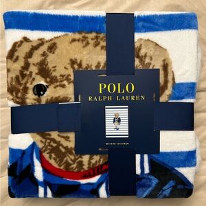Polo Ralph Lauren Polo Bear Striped Blanket Throw, BRAND NEW